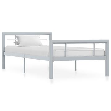 vidaXL Bedframe metaal grijs en wit 90x200 cm, Huis en Inrichting, Verzenden, Nieuw