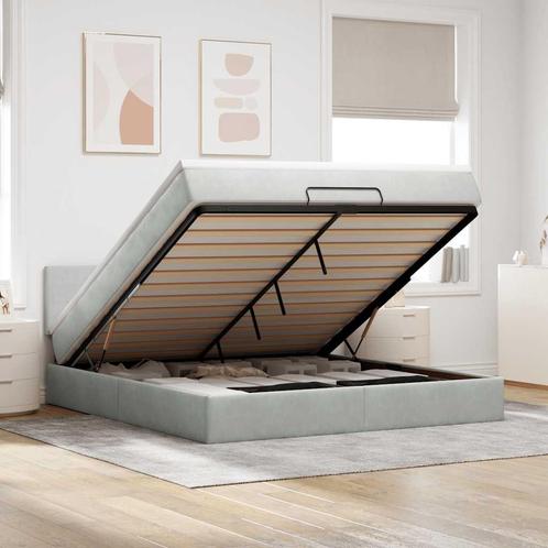 vidaXL Ottoman bed met matras 160x200cm fluweel lichtgrijs, Huis en Inrichting, Slaapkamer | Bedden, Nieuw, Verzenden