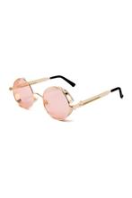 Ronde Bril Steampunk Vintage Goud Montuur Rond Roze Glazen G, Ophalen of Verzenden