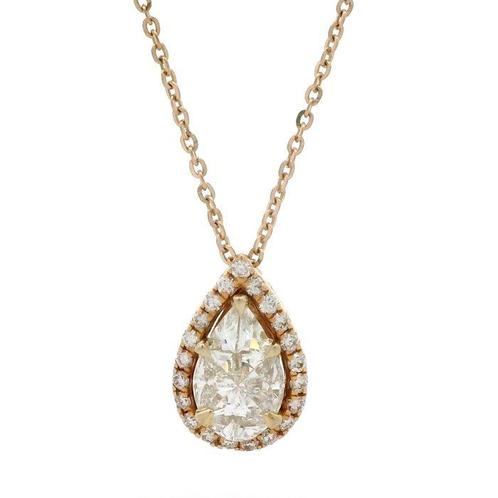 Collier avec pendentif - 18 carats Or rose -  0.80ct. tw., Handtassen en Accessoires, Antieke sieraden