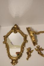 ensemble miroir console et angelots - Spiegel  - stucwerk, Antiek en Kunst, Curiosa en Brocante