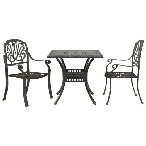 vidaXL 3-delige Bistroset gietaluminium bronskleurig, Tuin en Terras, Tuinsets en Loungesets, Nieuw, Verzenden