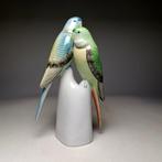 Hollóháza - sculptuur, Art Deco Parrots - 18 cm - Porselein, Antiek en Kunst