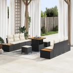 vidaXL 9-delig Tuinset met Kussens - Zwart Poly Rattan en, Verzenden, Nieuw