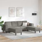 vidaXL Stoffen Sofa met kussen Lichtgrijs Katoenen stof, Verzenden, Nieuw