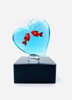 Guidotti - Sculpture, Cuore con pesci - 6.5 cm - Le verre de