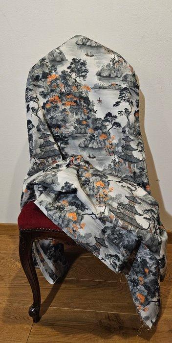 Exclusieve Oosterse Stof met Pagodes Japan Paradise -, Antiek en Kunst