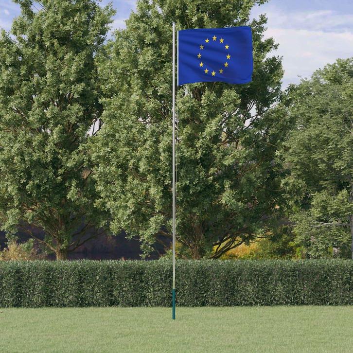 vidaXL Vlag met vlaggenmast Europa 6,23 m aluminium, Diversen, Vlaggen en Wimpels, Nieuw, Verzenden