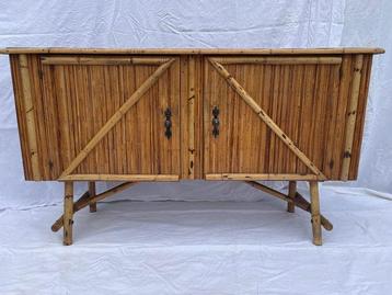 Buffet - Bambou, Rotin - Grande enfilade en marqueterie de, Antiek en Kunst, Curiosa en Brocante