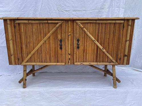 Buffet - Bambou, Rotin - Grande enfilade en marqueterie de, Antiek en Kunst, Curiosa en Brocante