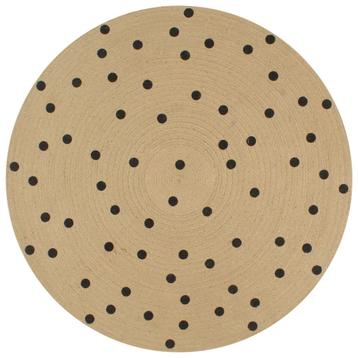 vidaXL Vloerkleed handgemaakt met print polkadot 90 cm jute, Verzenden