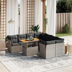 vidaXL 9-delige Loungeset met kussens poly rattan grijs, Verzenden, Nieuw, Loungeset