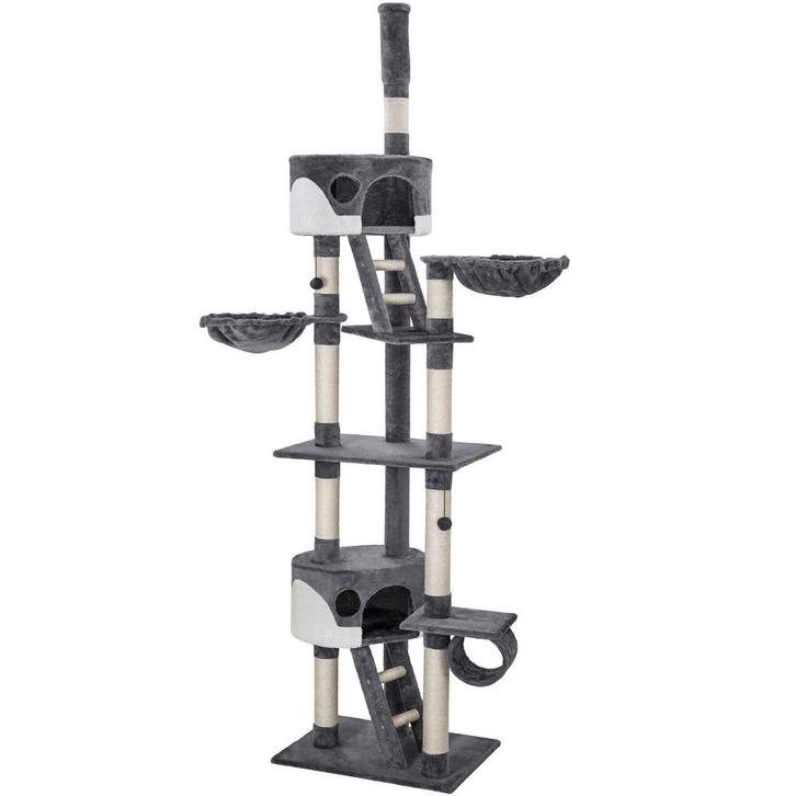 tectake Krabpaal Hansi 260cm - grijs/wit, Dieren en Toebehoren, Katten-accessoires, Verzenden