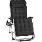 tectake Ligbed Cloud inklapbaar, traploos verstelbaar - zwar, Tuin en Terras, Verzenden, Nieuw