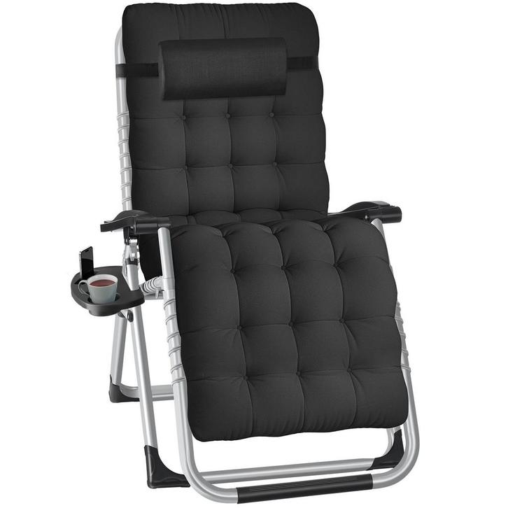 tectake Ligbed Cloud inklapbaar, traploos verstelbaar - zwar, Tuin en Terras, Overige Tuin en Terras, Verzenden