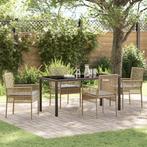 vidaXL 5-delige Tuin Eettafel Set met Kussens Beige Poly, Tuin en Terras, Tuinstoelen, Verzenden, Nieuw