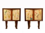 Nachtkastje - hout en messing - Paar nachtkastjes Le, Antiek en Kunst