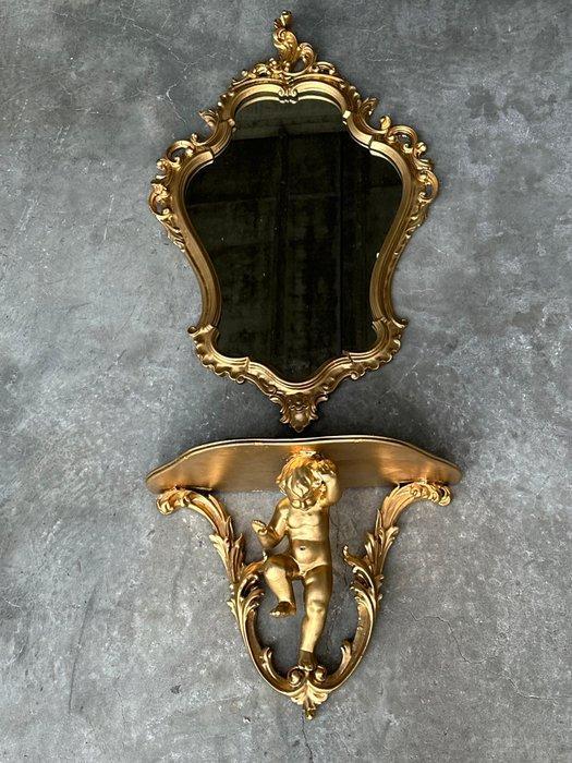 Wandtafel (2) - Hout, Glas - Console instellen, Antiek en Kunst, Curiosa en Brocante