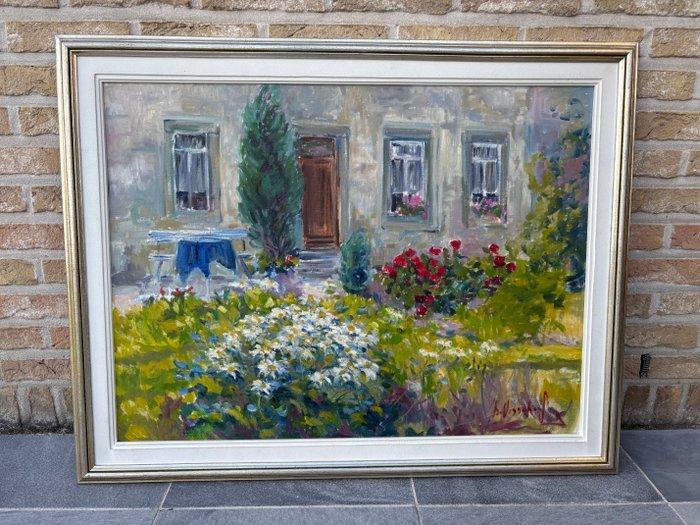 Simonne De Visscher (1942-) - Zomertuin, Antiek en Kunst, Kunst | Schilderijen | Klassiek