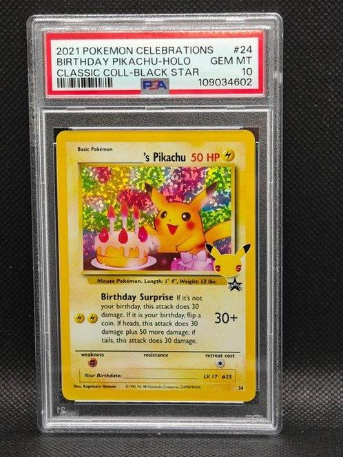 Pokémon - 1 Graded card - Birthday Pikachu - NO RESERVE 24, Hobby en Vrije tijd, Verzamelkaartspellen | Pokémon