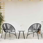 vidaXL Set tuinstoelen 3-delig poly rattan zwart, Tuin en Terras, Verzenden, Nieuw