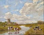 Albertus J. Temming (1942.) - Koeien bij de windmolen., Antiek en Kunst