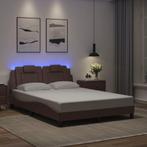 vidaXL Bedframe met LED-verlichting kunstleer bruin 140x200, Huis en Inrichting, Slaapkamer | Bedden, Verzenden, Nieuw