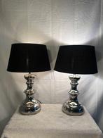 Lamp - Keramiek, Chroom, Textiel - Twee tafellampen