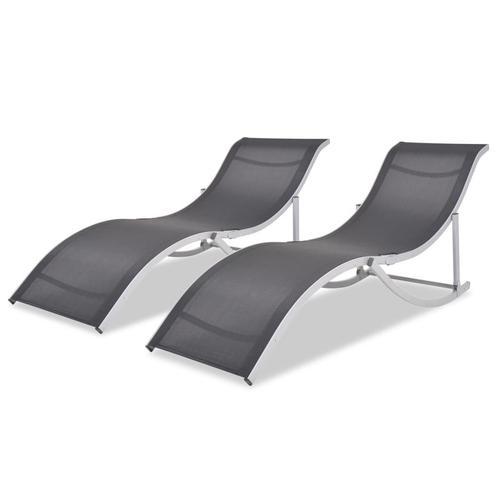 vidaXL Ligbedden inklapbaar 2 st aluminium en textileen, Tuin en Terras, Ligbedden, Nieuw, Verzenden