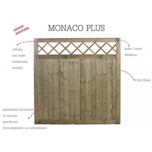 Tuinscherm in hout - monaco plus - b 180 x h 180, Tuin en Terras, Tuinhekken en Hekwerk
