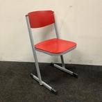 complete set van 9 stuks schoolstoelen Eromes, rood - grijs, Gebruikt, Hout, Vijf, Zes of meer stoelen