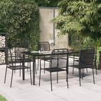 vidaXL 7-delige Tuinset katoenen touw en staal zwart, Verzenden, Nieuw, Tuinset