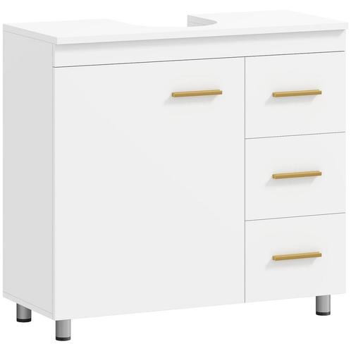 Badkamer Onderkast, 3-traps Ontwerp, MDF, Spaanplaat, Wit, Huis en Inrichting, Kasten | Overige, Verzenden