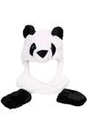 Panda muts oortjes flappen wanten zwart wit pluche kindermut