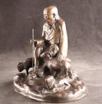 Man met geiten - sculptuur Brons - Japan