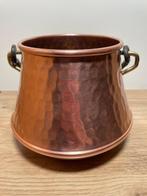 Kookpan - Verguld messing, Smeedijzer - Kleine koperen ketel