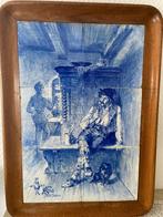 Tegel (6) - Een boer rookt een pijp op de kachelbank in de, Antiek en Kunst