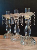 Kandelaar - 3 Chandelier Table Candlesticks, Cut Glass with