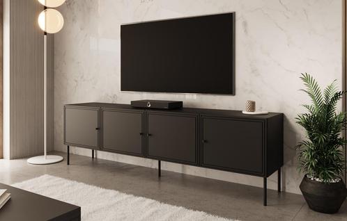 Meubella | TV-Meubel zwart 201cm | modern | 4 deuren, Huis en Inrichting, Kasten |Televisiemeubels, 25 tot 50 cm, Nieuw, 200 cm of meer