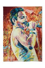 Freddie Mercury - mooi portret op stof in Gobelinweefsel. -