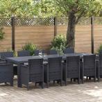 vidaXL Tuin Eet Set met Kussens Antraciet Lichtgrijs Riet en, Tuin en Terras, Verzenden, Nieuw