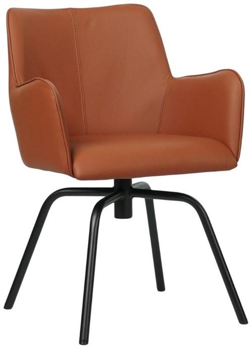 Cognac leren  draaibare eetkamerstoel - Toledo Leer Natur, Huis en Inrichting, Stoelen, Overige kleuren, Nieuw, Leer, Ophalen of Verzenden