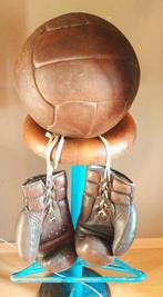 Old vintage leather medicine ball & boxing gloves