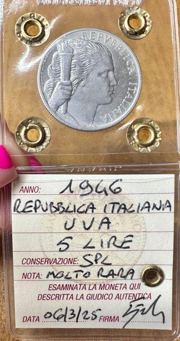 Italië. 5 Lire 1946 Uva, Postzegels en Munten, Munten | Europa | Niet-Euromunten