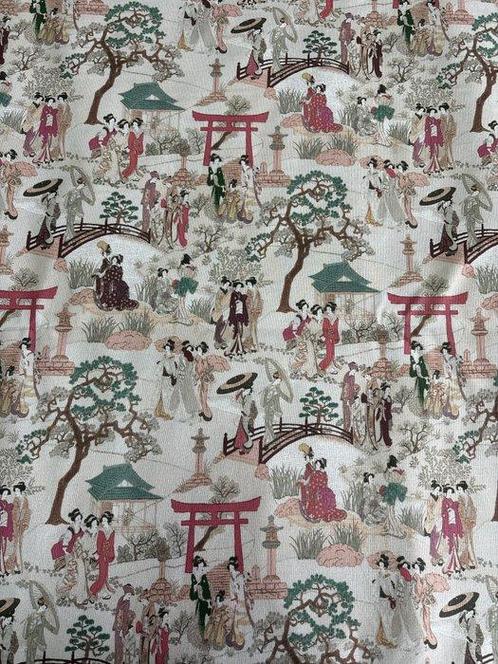 Tissu Panama exclusif 100 % coton avec motif geisha, Antiek en Kunst, Antiek | Tapijten, Tafelkleden en Textiel