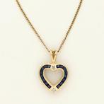 Collier - 14 carats Or jaune Diamant (Naturelle) - Saffier, Handtassen en Accessoires, Kettingen, Nieuw