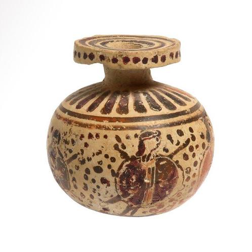 Korinthisch Terracotta Aryballos met soldaten, Antiek en Kunst, Antiek | Overige Antiek