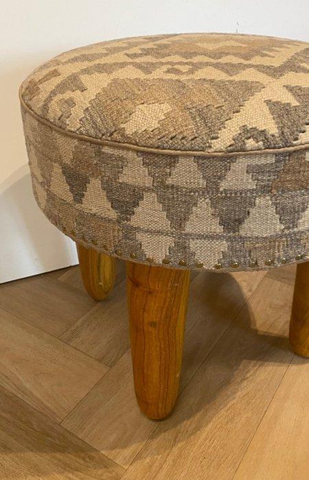 Pouf - Bois, Laine, Antiek en Kunst, Curiosa en Brocante