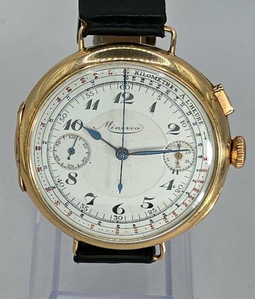 Minerva - Mächtiger 14K Chronograph, - Eindrücker - Kaliber, Handtassen en Accessoires, Horloges | Heren
