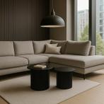 Bijzettafels - geribbeld - zwart - Set van 2, Huis en Inrichting, Verzenden, Nieuw